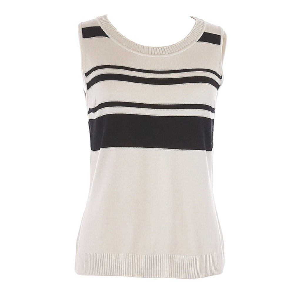 St. John Collection Sleeveless Sweater Black and White Knit Top
